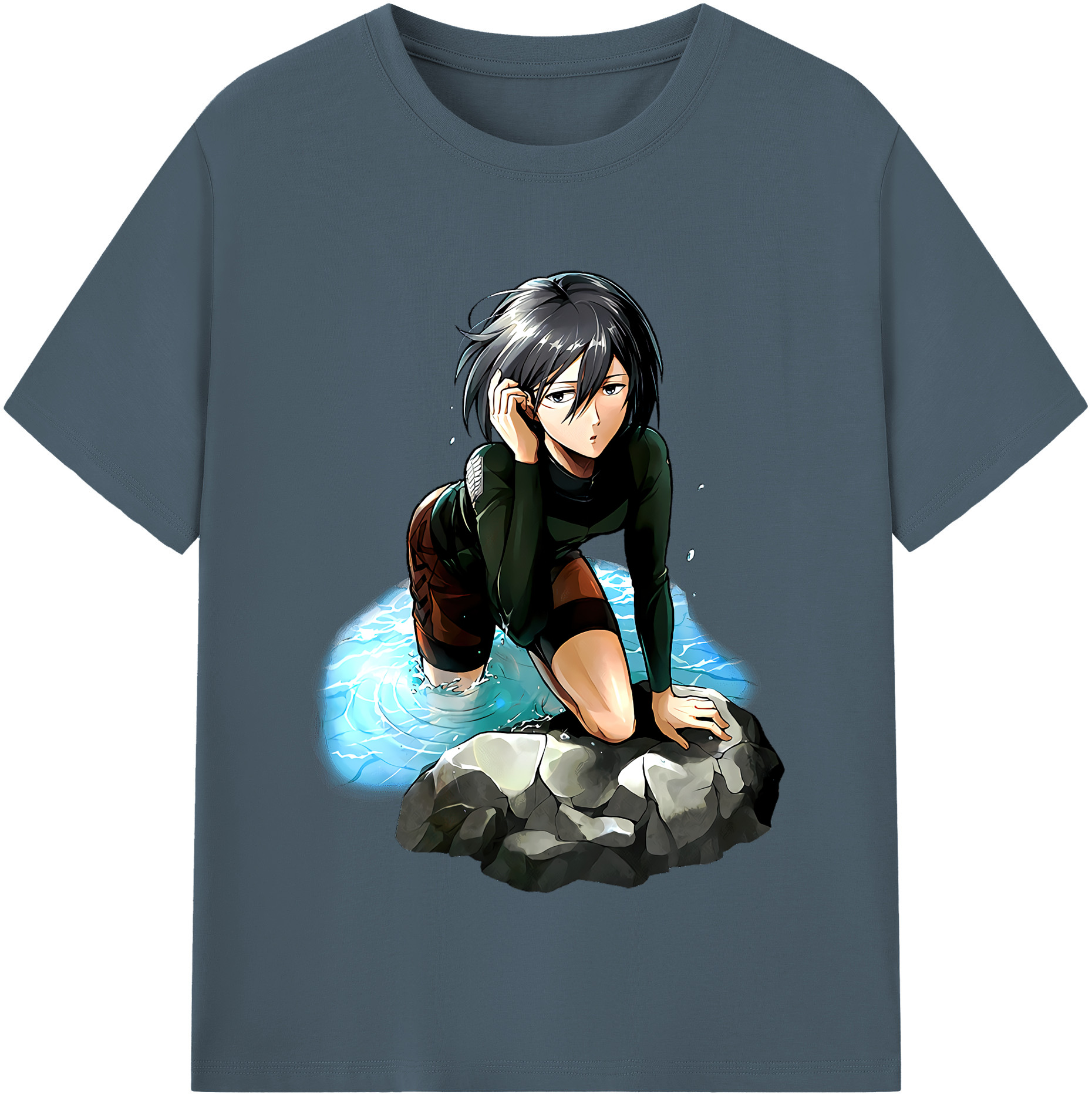 （画像用） 進撃の巨人 ミカサ·アッカーマン Attack on Titan Mikasa Ackerman 綿100％半袖Tシャツ（フロントプリント）